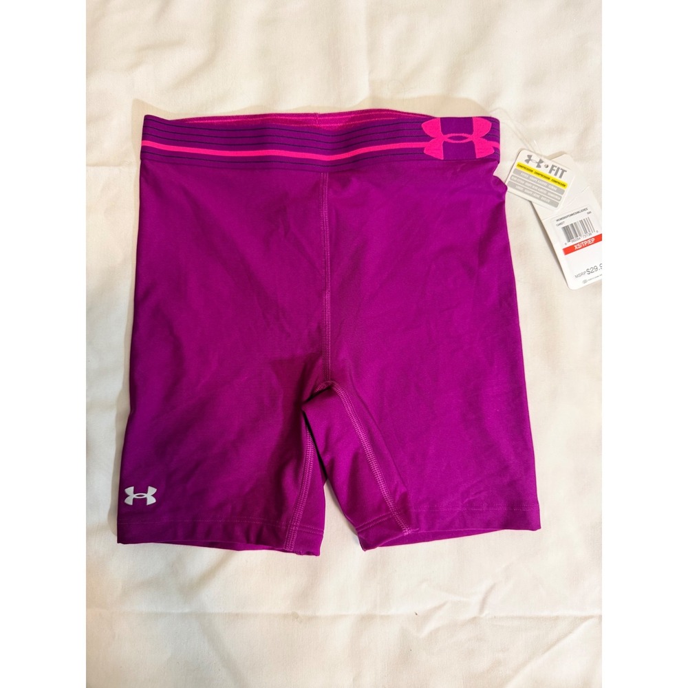 Under Armour HeatGear Alpha Women Compression Shorts Purple 5in XS 1243077